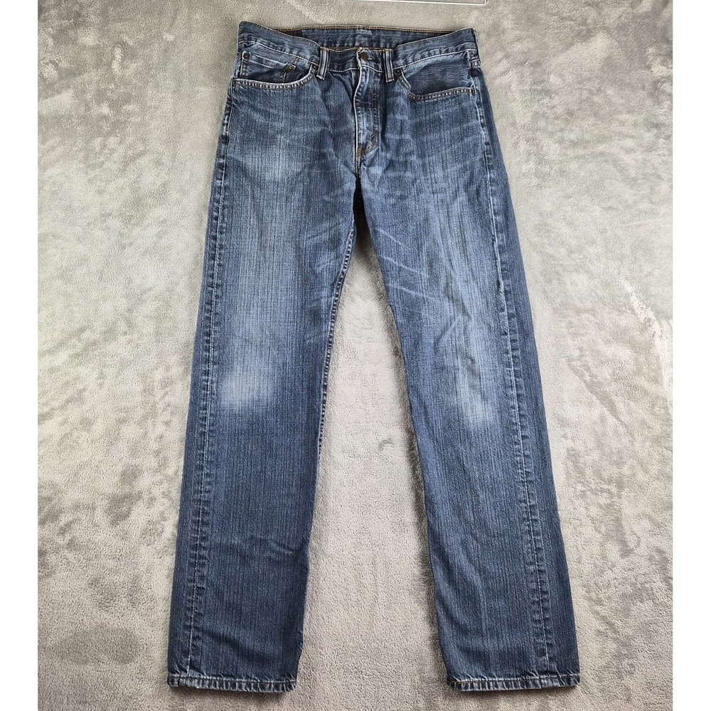 Levis 505 Jeans Men 34x34 Blue Denim Regular Fit Straight Cotton Casual Workwear